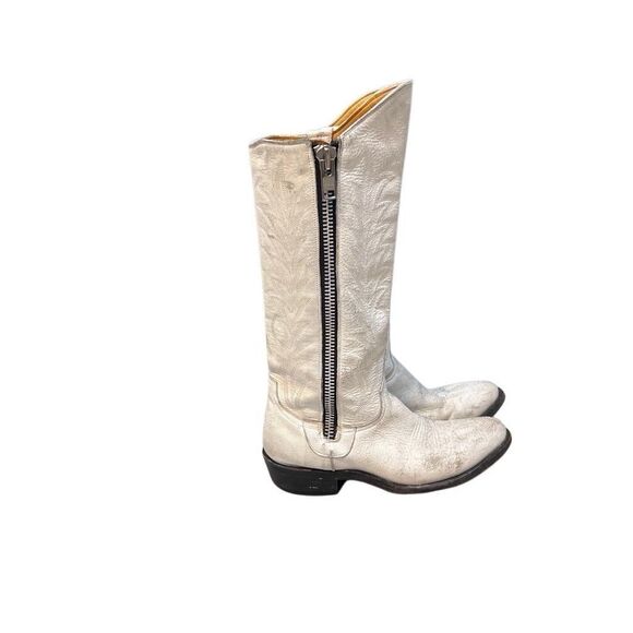 OLD GRINGO Tall FULL ZIP Distress Crackled Eggshell Women’s 7 B Cowgirl Boots